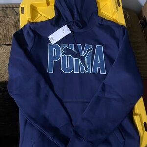 PUMA Men's Blue Hoodie with Bold Logo